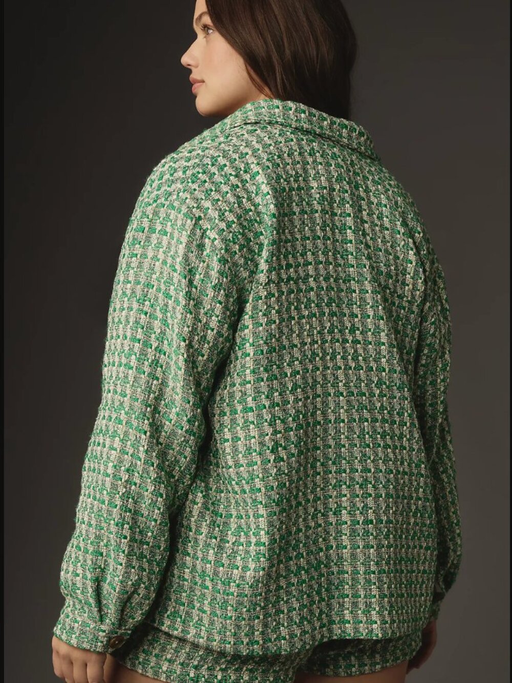 Anthropologie x Maeve Green White Tweed Button-Front Jacket Shacket $138.00 - Picture 8 of 15